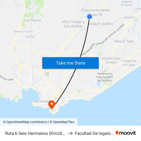 Ruta 6 Seis Hermanos (Km26.600) to Facultad De Ingeniería map