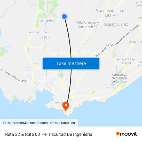 Ruta 32 & Ruta 68 to Facultad De Ingeniería map