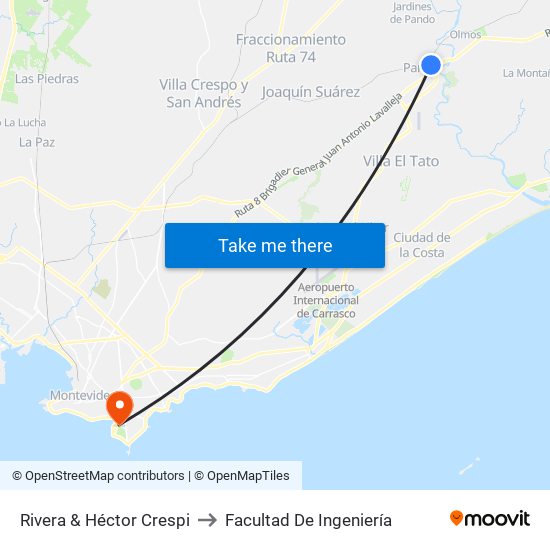 Rivera & Héctor Crespi to Facultad De Ingeniería map