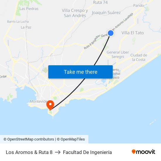 Los Aromos & Ruta 8 to Facultad De Ingeniería map