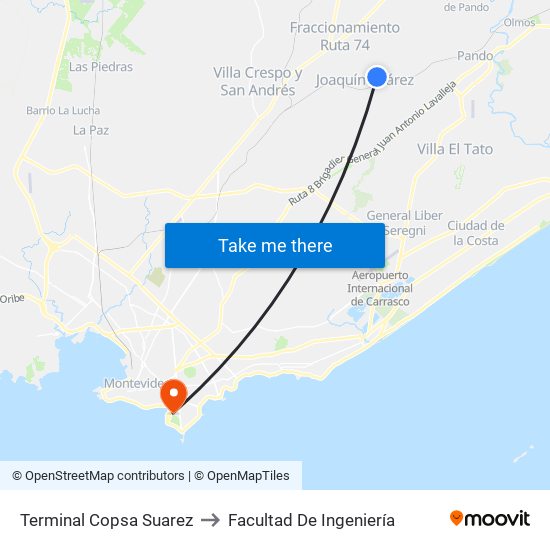 Terminal Copsa Suarez to Facultad De Ingeniería map