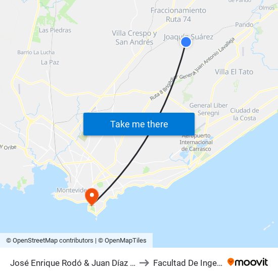 José Enrique Rodó & Juan Díaz De Solis to Facultad De Ingeniería map