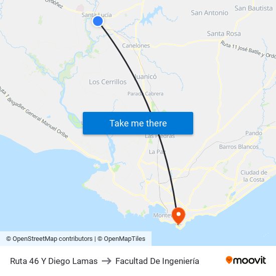 Ruta 46 Y Diego Lamas to Facultad De Ingeniería map