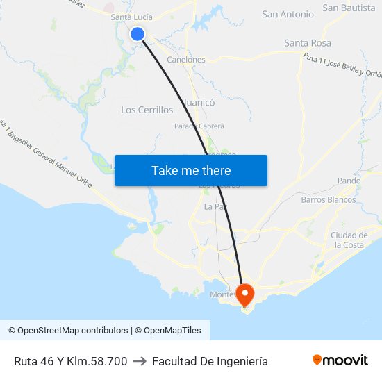 Ruta 46 Y Klm.58.700 to Facultad De Ingeniería map