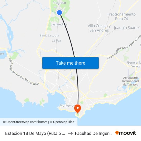 Estación 18 De Mayo (Ruta 5 Vieja) to Facultad De Ingeniería map