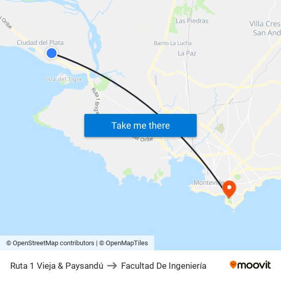 Ruta 1 Vieja & Paysandú to Facultad De Ingeniería map