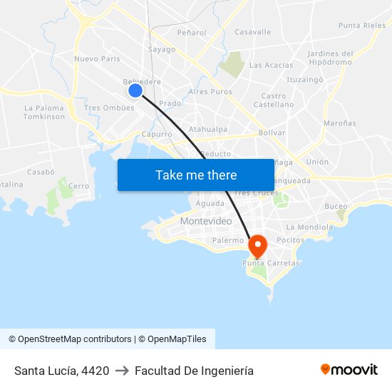 Santa Lucía, 4420 to Facultad De Ingeniería map