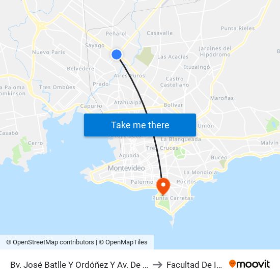 Bv. José Batlle Y Ordóñez Y Av. De Las Instrucciones to Facultad De Ingeniería map