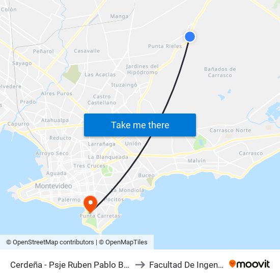 Cerdeña - Psje Ruben Pablo Brando to Facultad De Ingeniería map