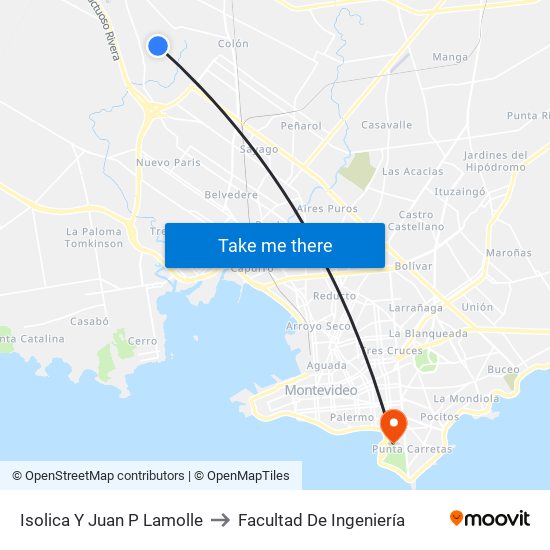 Isolica Y Juan P Lamolle to Facultad De Ingeniería map