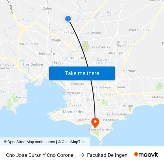 Cno Jose Duran Y Cno Coronel Raiz to Facultad De Ingeniería map