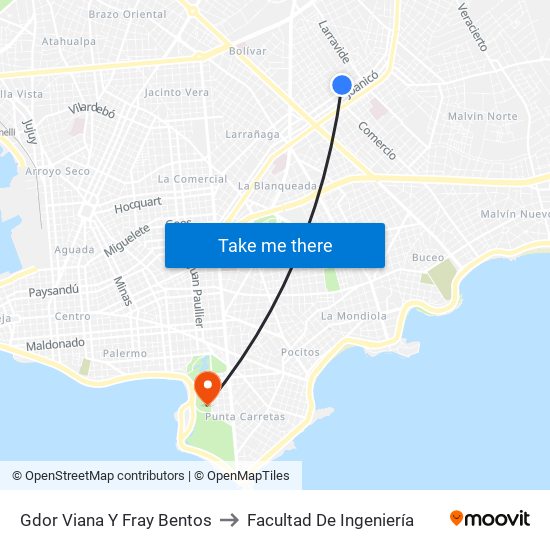 Gdor Viana Y Fray Bentos to Facultad De Ingeniería map