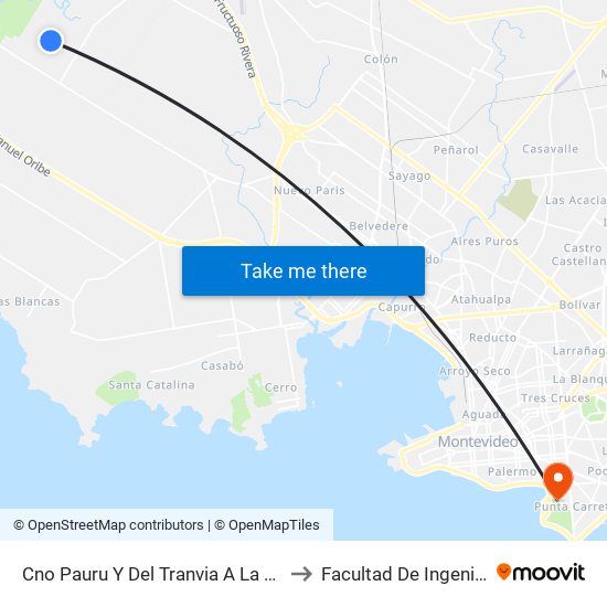 Cno Pauru Y Del Tranvia A La Barra to Facultad De Ingeniería map