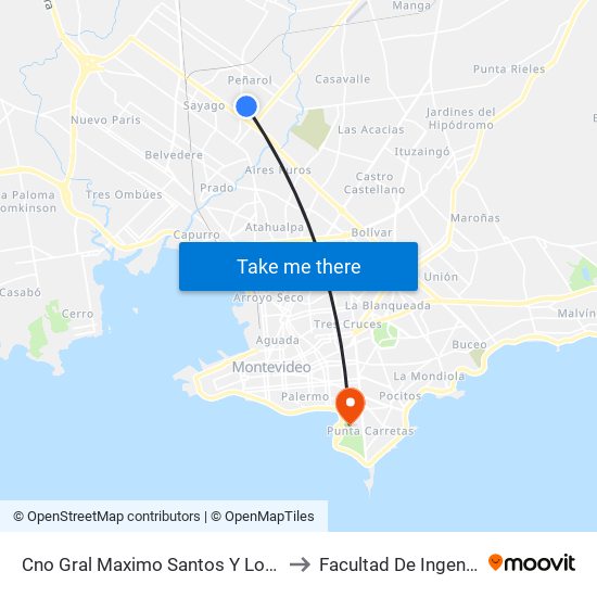 Cno Gral Maximo Santos Y Logroño to Facultad De Ingeniería map