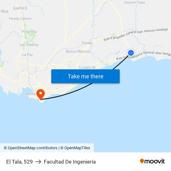 El Tala, 529 to Facultad De Ingeniería map