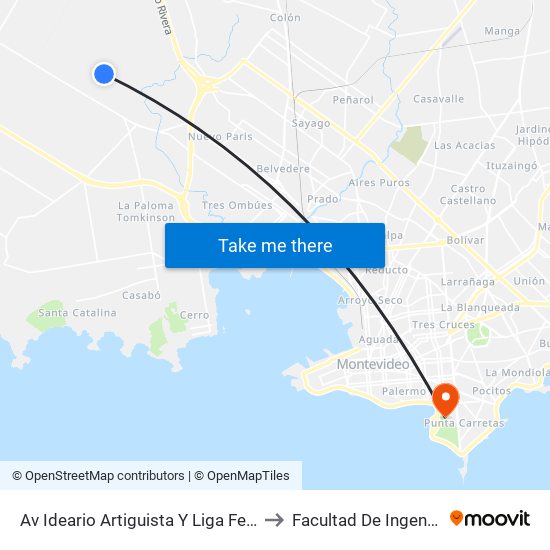 Av Ideario Artiguista Y Liga Federal to Facultad De Ingeniería map