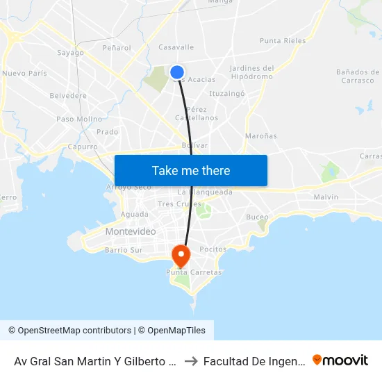 Av Gral San Martin Y Gilberto Bellini to Facultad De Ingeniería map