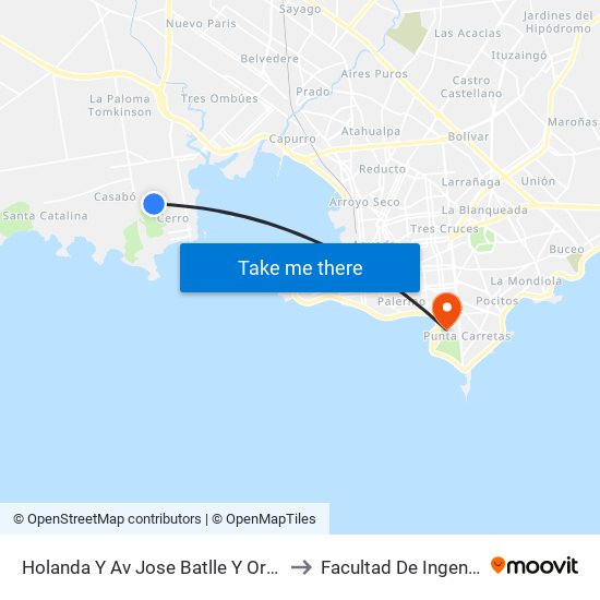 Holanda Y Av Jose Batlle Y Ordoñez to Facultad De Ingeniería map
