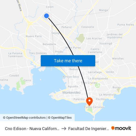 Cno Edison - Nueva California to Facultad De Ingeniería map