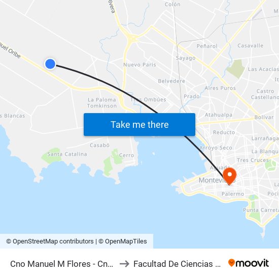 Cno Manuel M Flores - Cno Vecinal to Facultad De Ciencias Sociales map