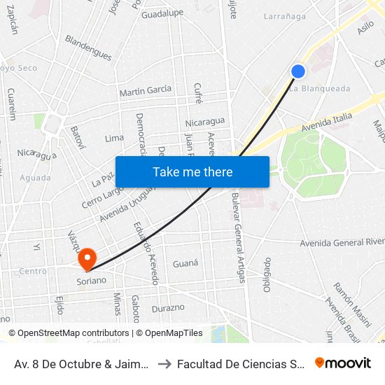 Av. 8 De Octubre & Jaime Cibils to Facultad De Ciencias Sociales map