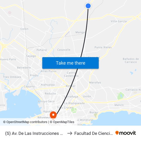 Av. De Las Instrucciones Y Av. José Belloni to Facultad De Ciencias Sociales map
