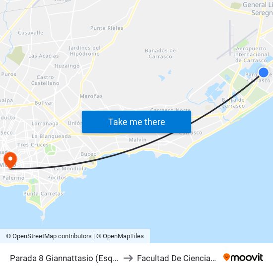 Parada 8 Giannattasio (Esq. Venezuela) to Facultad De Ciencias Sociales map