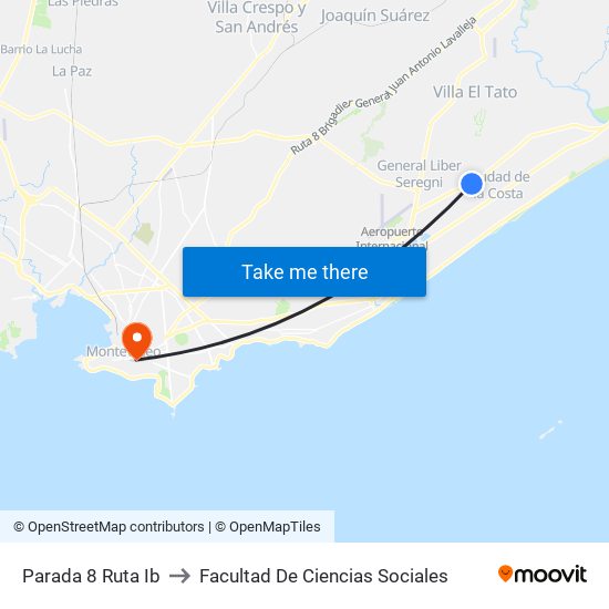 Parada 8 Ruta Ib to Facultad De Ciencias Sociales map