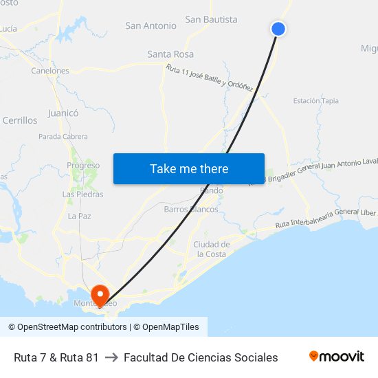 Ruta 7 & Ruta 81 to Facultad De Ciencias Sociales map