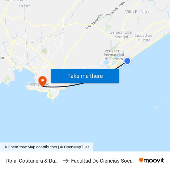 Rbla. Costanera & Dunas to Facultad De Ciencias Sociales map