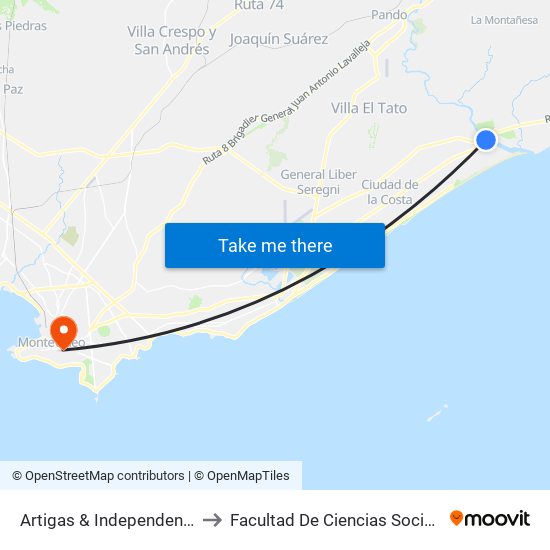 Artigas & Independencia to Facultad De Ciencias Sociales map