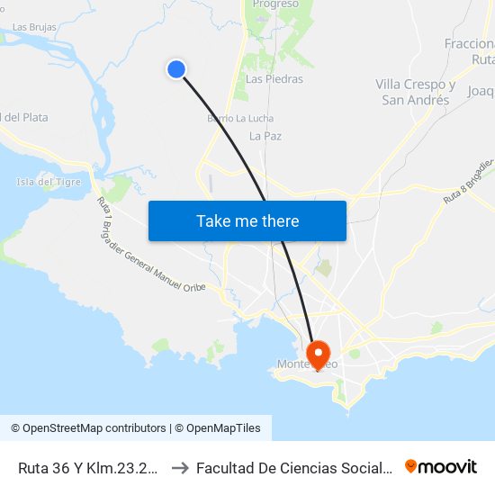 Ruta 36 Y Klm.23.200 to Facultad De Ciencias Sociales map