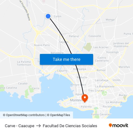 Carve - Caacupe to Facultad De Ciencias Sociales map