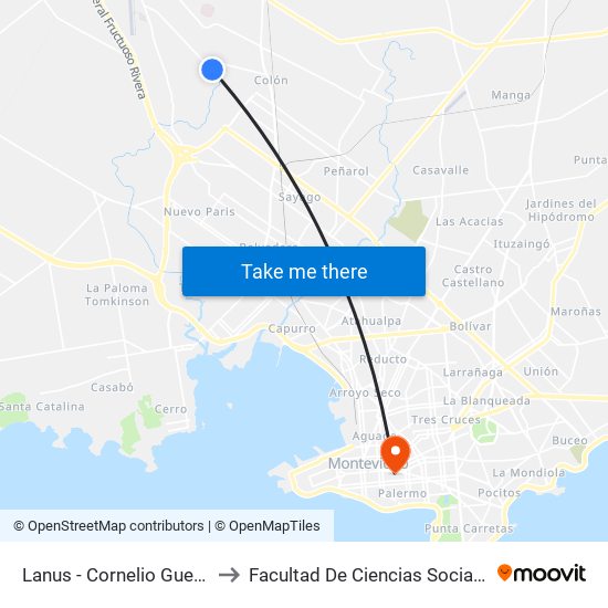 Lanus - Cornelio Guerra to Facultad De Ciencias Sociales map