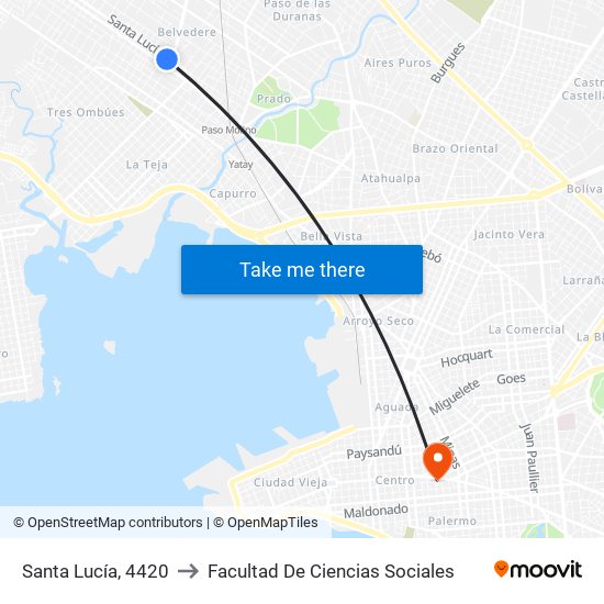 Santa Lucía, 4420 to Facultad De Ciencias Sociales map