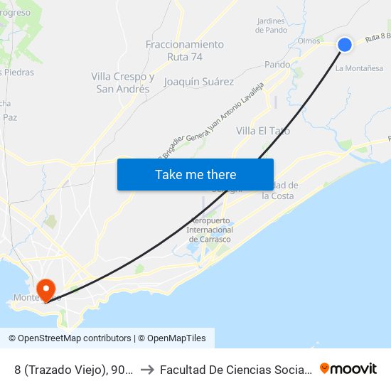 8 (Trazado Viejo), 9002 to Facultad De Ciencias Sociales map