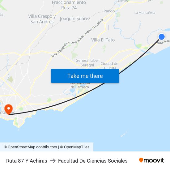 Ruta 87 Y Achiras to Facultad De Ciencias Sociales map