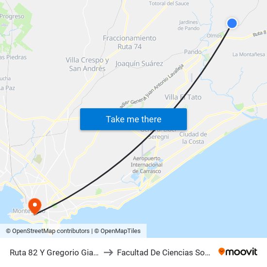 Ruta 82 Y Gregorio Giacosa to Facultad De Ciencias Sociales map