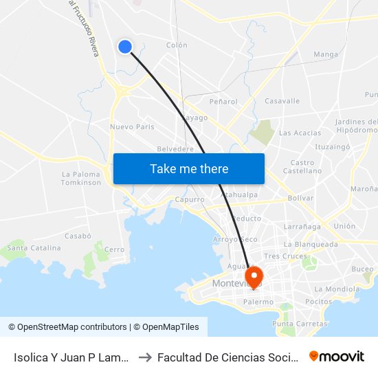 Isolica Y Juan P Lamolle to Facultad De Ciencias Sociales map