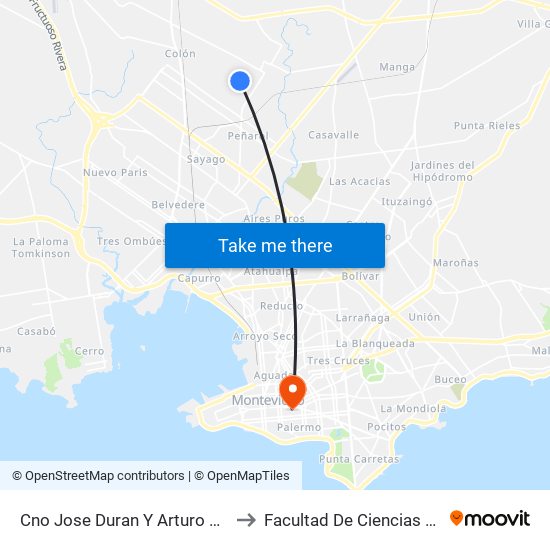 Cno Jose Duran Y Arturo Despouey to Facultad De Ciencias Sociales map