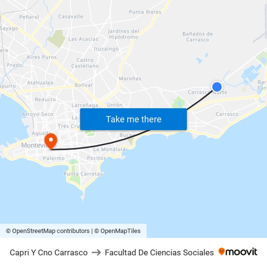 Capri Y Cno Carrasco to Facultad De Ciencias Sociales map
