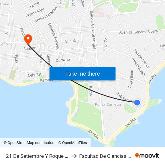 21 De Setiembre Y Roque Graseras to Facultad De Ciencias Sociales map