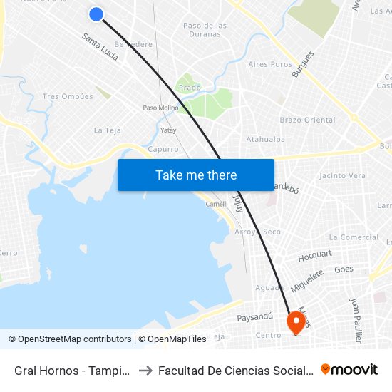 Gral Hornos - Tampico to Facultad De Ciencias Sociales map