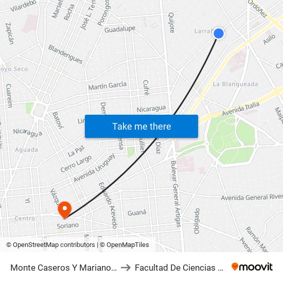 Monte Caseros Y Mariano Moreno to Facultad De Ciencias Sociales map