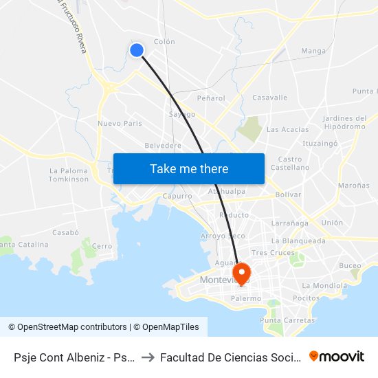 Psje Cont Albeniz - Psje J to Facultad De Ciencias Sociales map