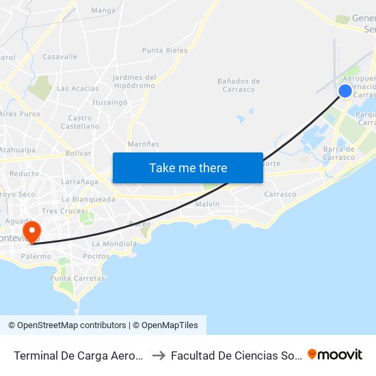 Terminal De Carga Aeropuerto to Facultad De Ciencias Sociales map