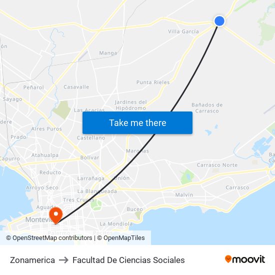 Zonamerica to Facultad De Ciencias Sociales map