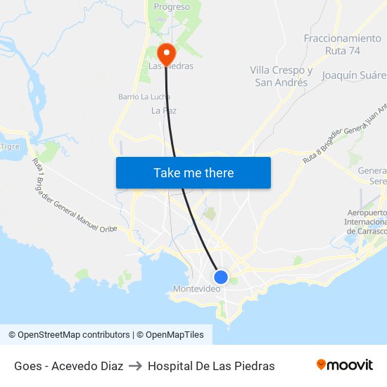 Goes - Acevedo Diaz to Hospital De Las Piedras map