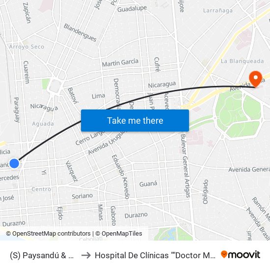(S) Paysandú & Río Negro to Hospital De Clínicas ""Doctor Manuel Quintela"" map