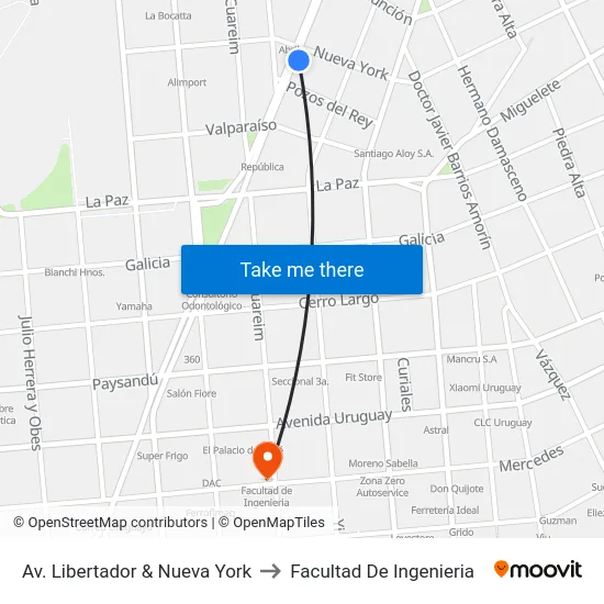 Av. Libertador & Nueva York to Facultad De Ingenieria map